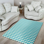 Blue And White Chevron Pattern Print Area Rug