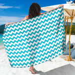 Blue And White Chevron Pattern Print Beach Sarong Wrap