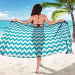 Blue And White Chevron Pattern Print Beach Sarong Wrap