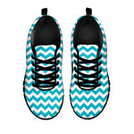 Blue And White Chevron Pattern Print Black Sneakers
