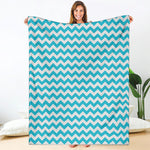 Blue And White Chevron Pattern Print Blanket