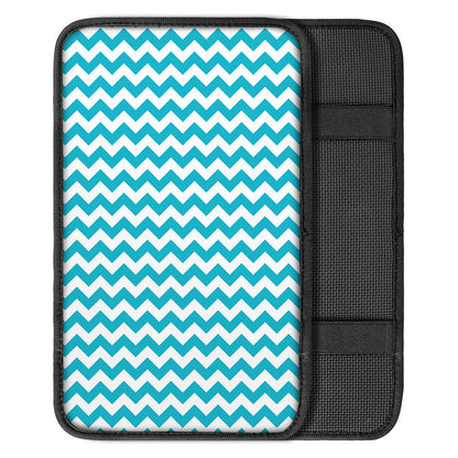 Blue And White Chevron Pattern Print Car Center Console Cover