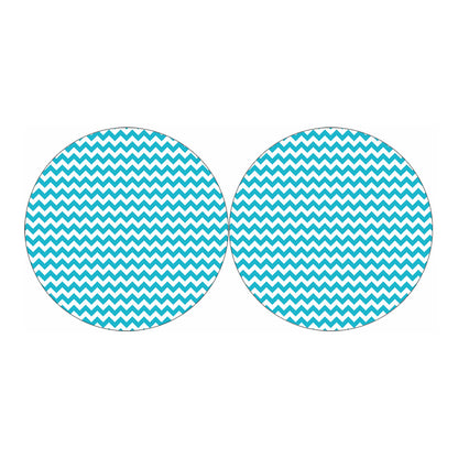 Blue And White Chevron Pattern Print Car Coasters