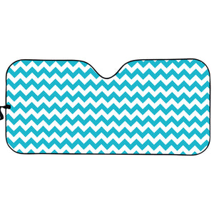 Blue And White Chevron Pattern Print Car Sun Shade