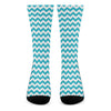 Blue And White Chevron Pattern Print Crew Socks