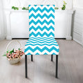 Blue And White Chevron Pattern Print Dining Chair Slipcover