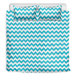 Blue And White Chevron Pattern Print Duvet Cover Bedding Set