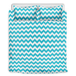 Blue And White Chevron Pattern Print Duvet Cover Bedding Set