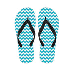 Blue And White Chevron Pattern Print Flip Flops