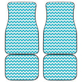 Blue And White Chevron Pattern Print Front and Back Car Floor Mats