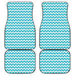 Blue And White Chevron Pattern Print Front and Back Car Floor Mats