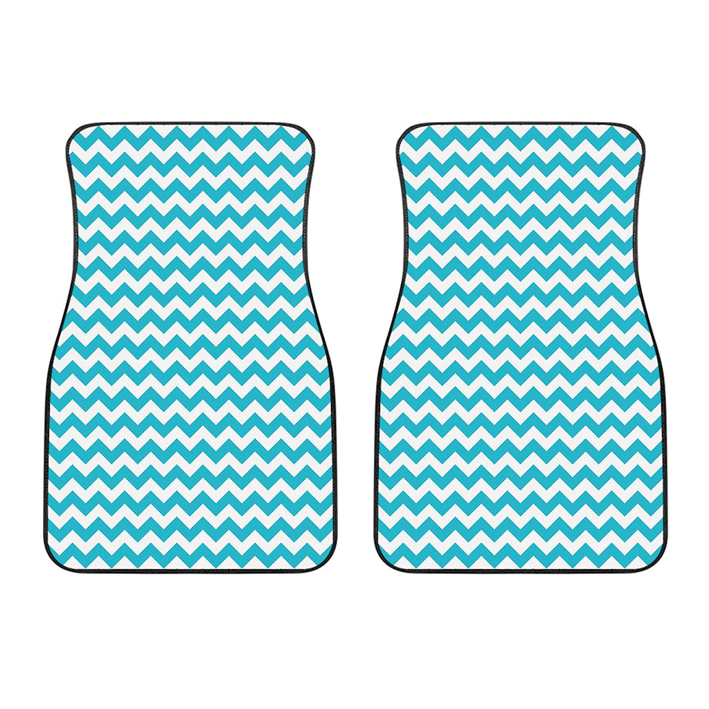 Blue And White Chevron Pattern Print Front Car Floor Mats