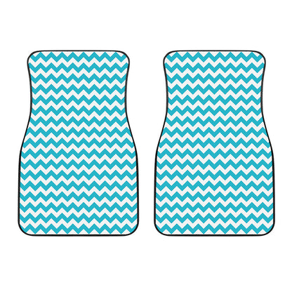 Blue And White Chevron Pattern Print Front Car Floor Mats
