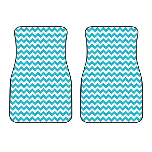 Blue And White Chevron Pattern Print Front Car Floor Mats