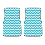Blue And White Chevron Pattern Print Front Car Floor Mats
