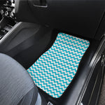 Blue And White Chevron Pattern Print Front Car Floor Mats