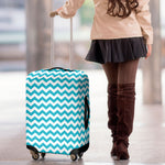 Blue And White Chevron Pattern Print Luggage Cover