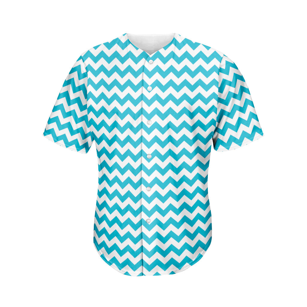 Blue And White Chevron Pattern Print Men's Baseball Jersey