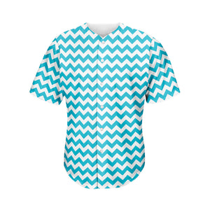 Blue And White Chevron Pattern Print Men's Baseball Jersey