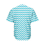 Blue And White Chevron Pattern Print Men's Baseball Jersey