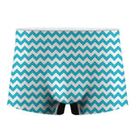 Blue And White Chevron Pattern Print Men's Boxer Briefs