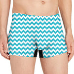 Blue And White Chevron Pattern Print Men's Boxer Briefs