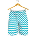 Blue And White Chevron Pattern Print Men's Shorts