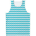 Blue And White Chevron Pattern Print Men's Tank Top