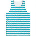 Blue And White Chevron Pattern Print Men's Tank Top
