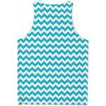 Blue And White Chevron Pattern Print Men's Tank Top