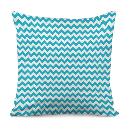 Blue And White Chevron Pattern Print Pillow Cover