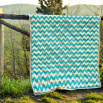 Blue And White Chevron Pattern Print Quilt