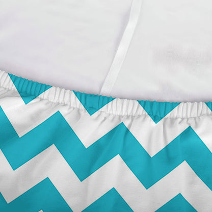 Blue And White Chevron Pattern Print Sofa Cover