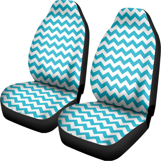 Blue And White Chevron Pattern Print Universal Fit Car Seat Covers
