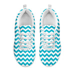 Blue And White Chevron Pattern Print White Sneakers