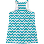 Blue And White Chevron Pattern Print Women's Racerback Tank Top
