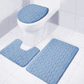 Blue And White DNA Pattern Print 3 Piece Bath Mat Set
