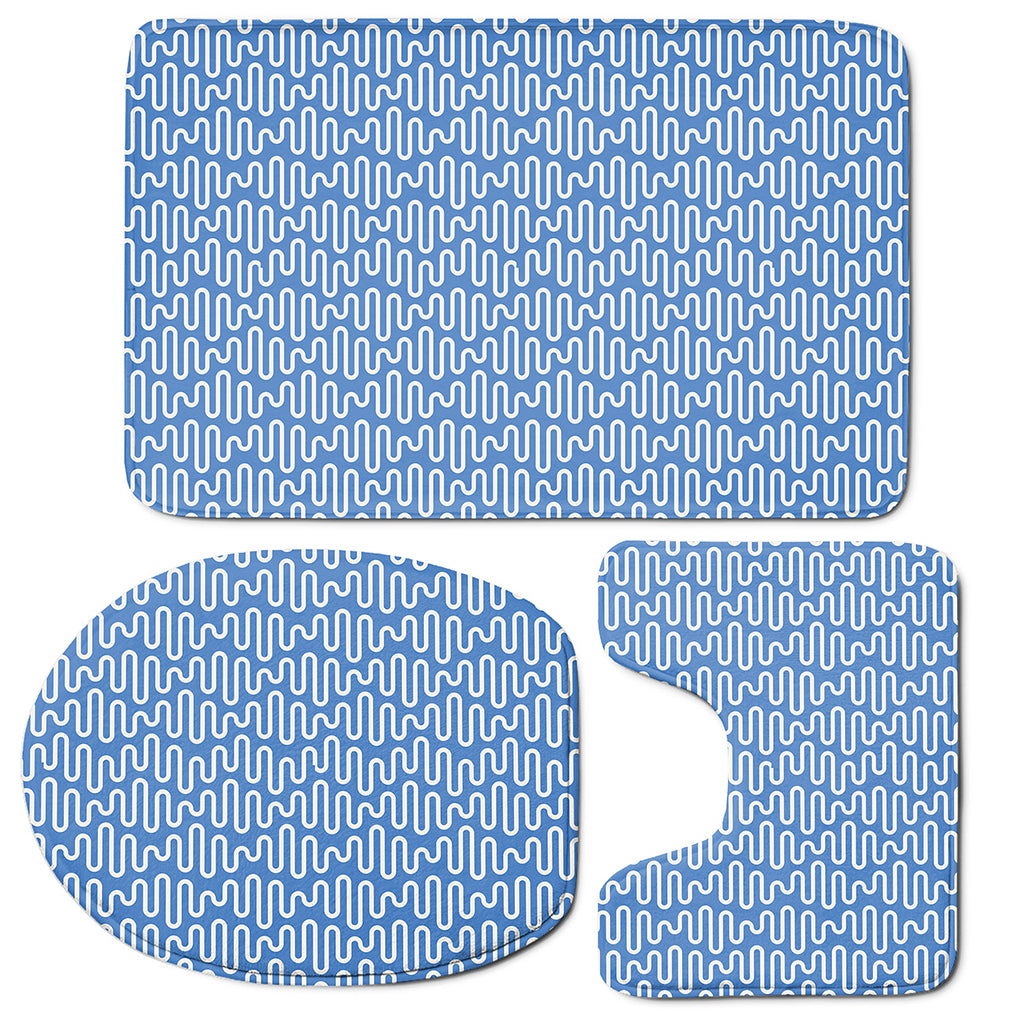 Blue And White DNA Pattern Print 3 Piece Bath Mat Set