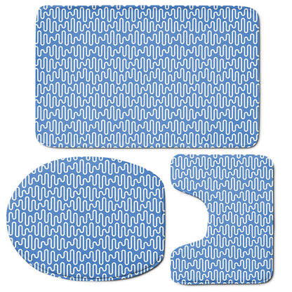Blue And White DNA Pattern Print 3 Piece Bath Mat Set