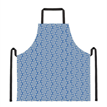 Blue And White DNA Pattern Print Apron