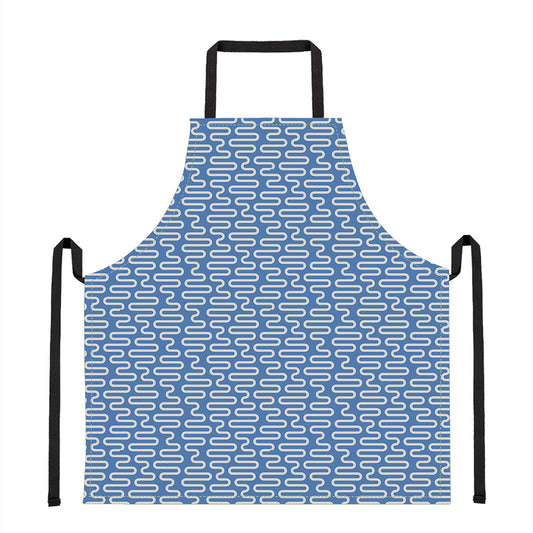 Blue And White DNA Pattern Print Apron