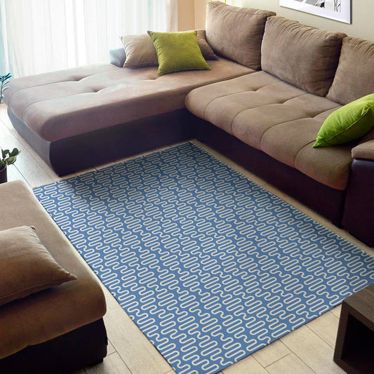 Blue And White DNA Pattern Print Area Rug