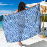 Blue And White DNA Pattern Print Beach Sarong Wrap