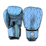 Blue And White DNA Pattern Print Boxing Gloves