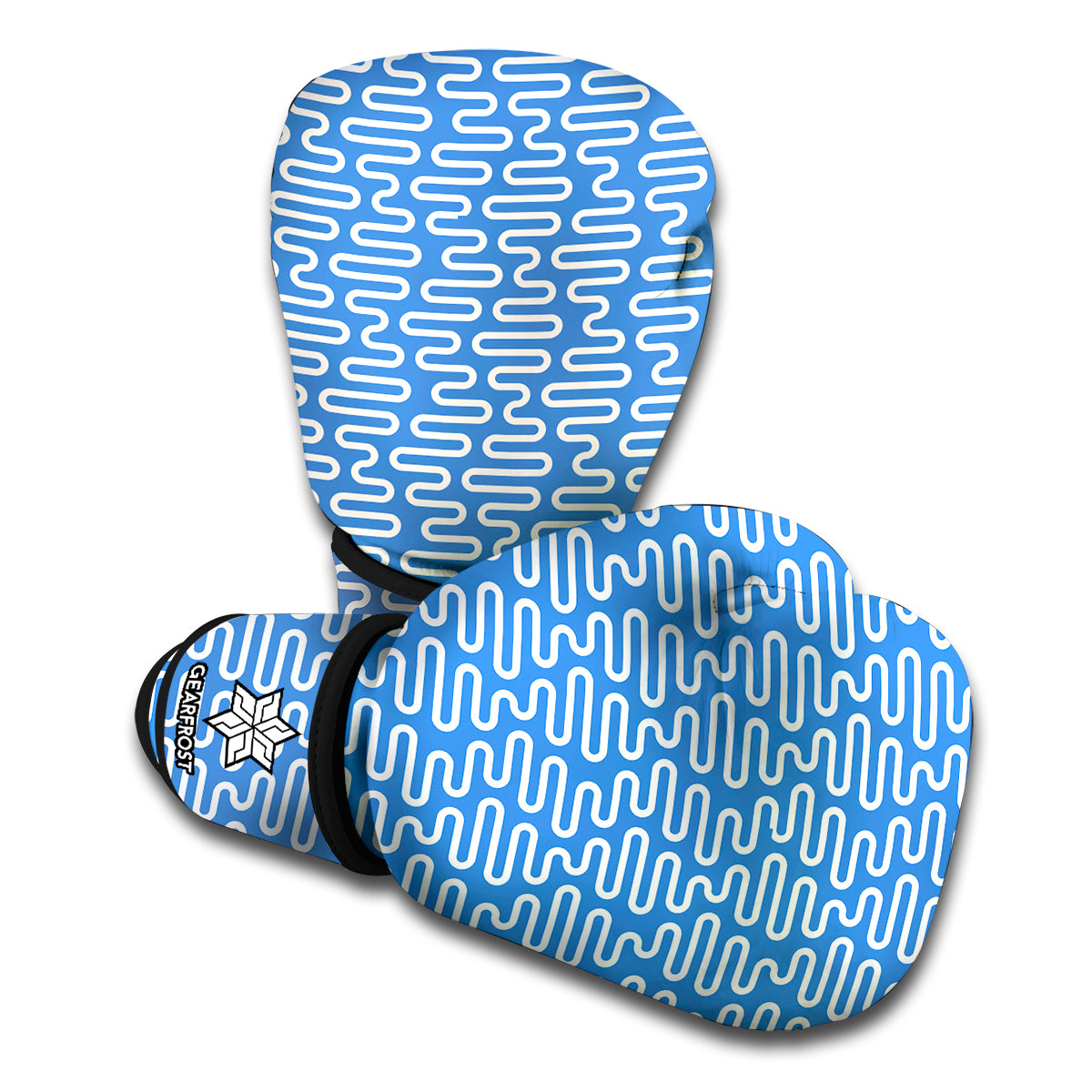 Blue And White DNA Pattern Print Boxing Gloves