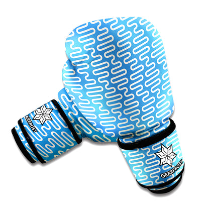 Blue And White DNA Pattern Print Boxing Gloves