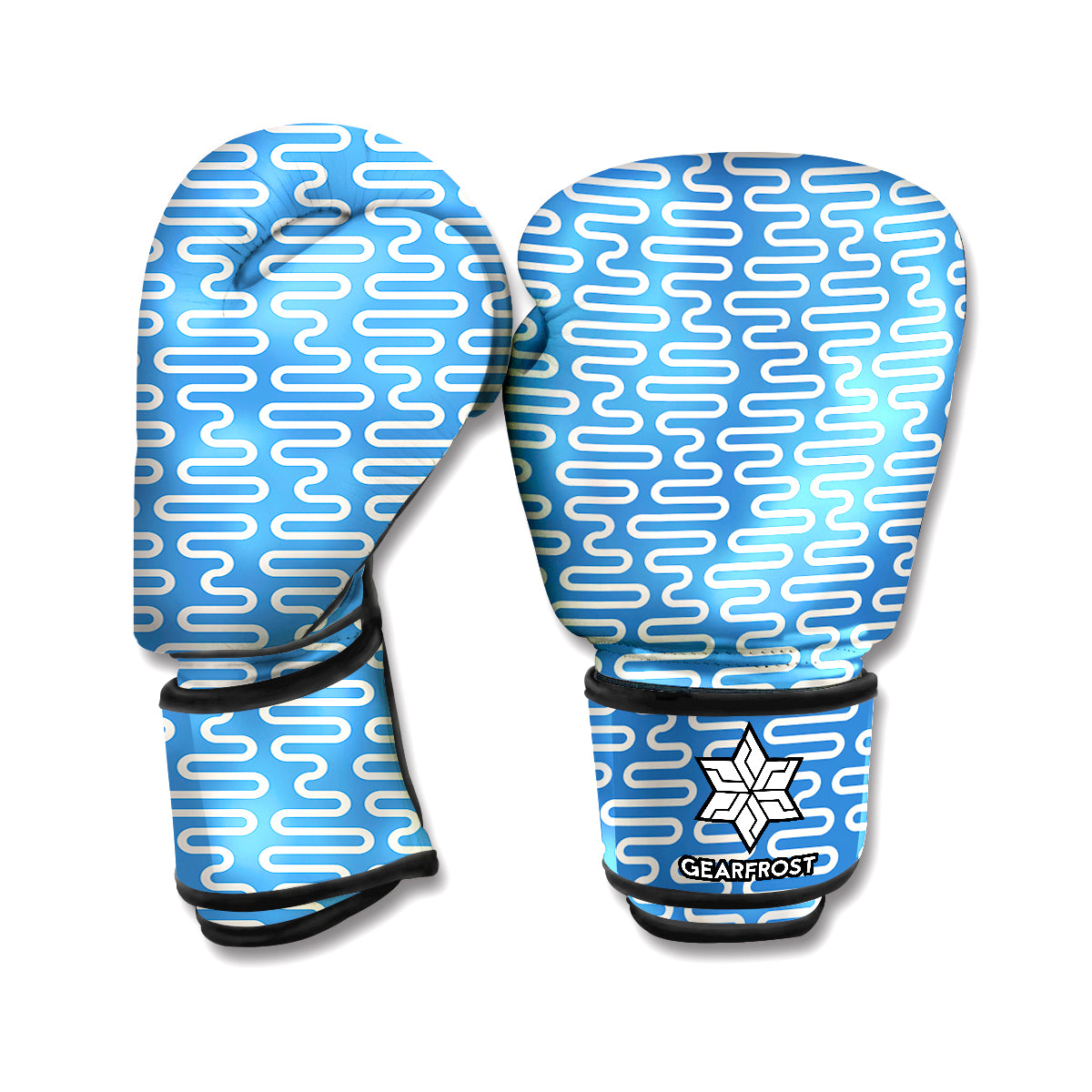 Blue And White DNA Pattern Print Boxing Gloves