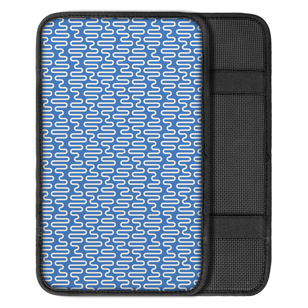 Blue And White DNA Pattern Print Car Center Console Cover