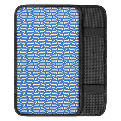 Blue And White DNA Pattern Print Car Center Console Cover