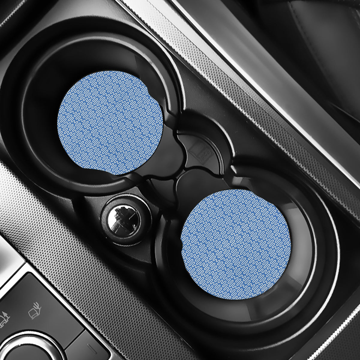 Blue And White DNA Pattern Print Car Coasters